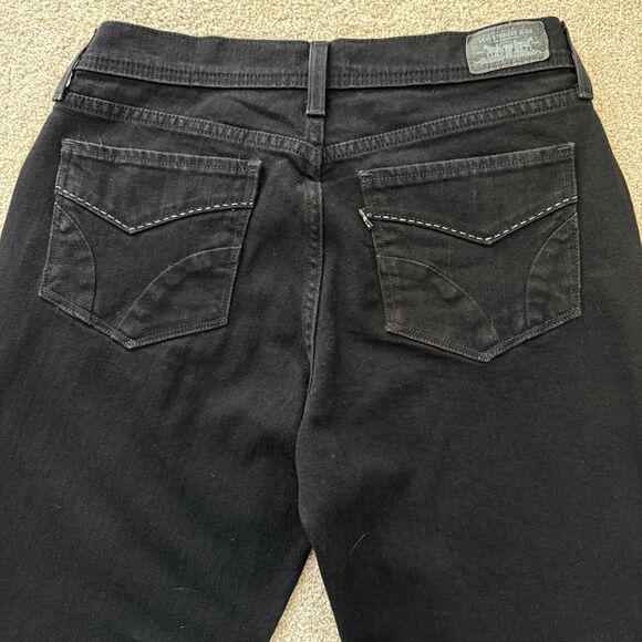 Levi’s 505 Straight Leg Mid-Rise Stretch Black Wash Denim Jeans Women Size 4M - Picture 8 of 12